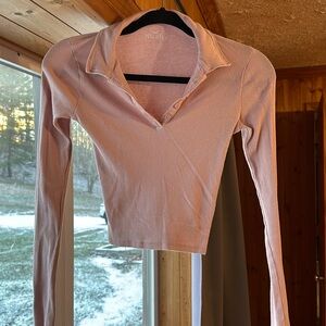 Hollister, pink long sleeve crop top